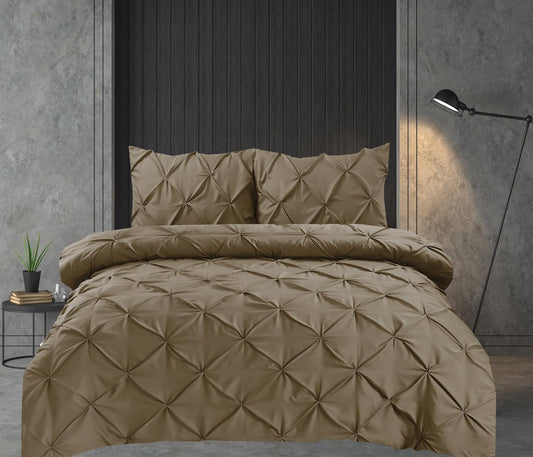 Pintuck Duvet Cover Set Pinch Pleat Soft Microfiber Quilt Cover - 3Pcs