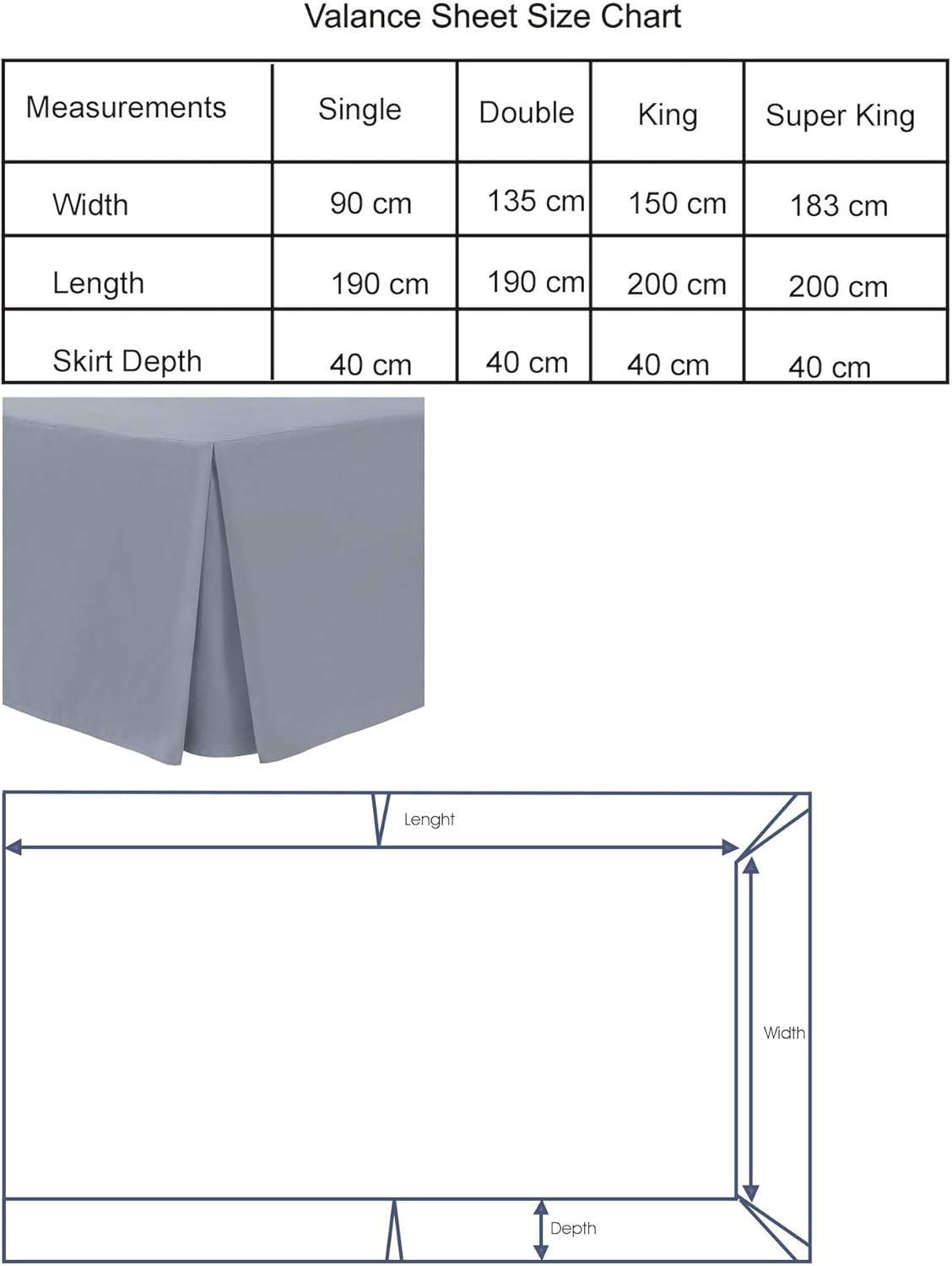 Box Pleated Base Valance Sheet Microfiber Soft Brushed