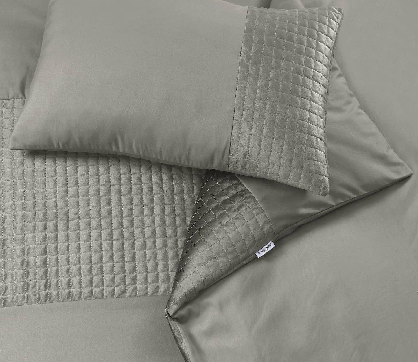 Velvet Band Quilt Cover Set Soft Microfiber with Quilted Square - 3Pcs