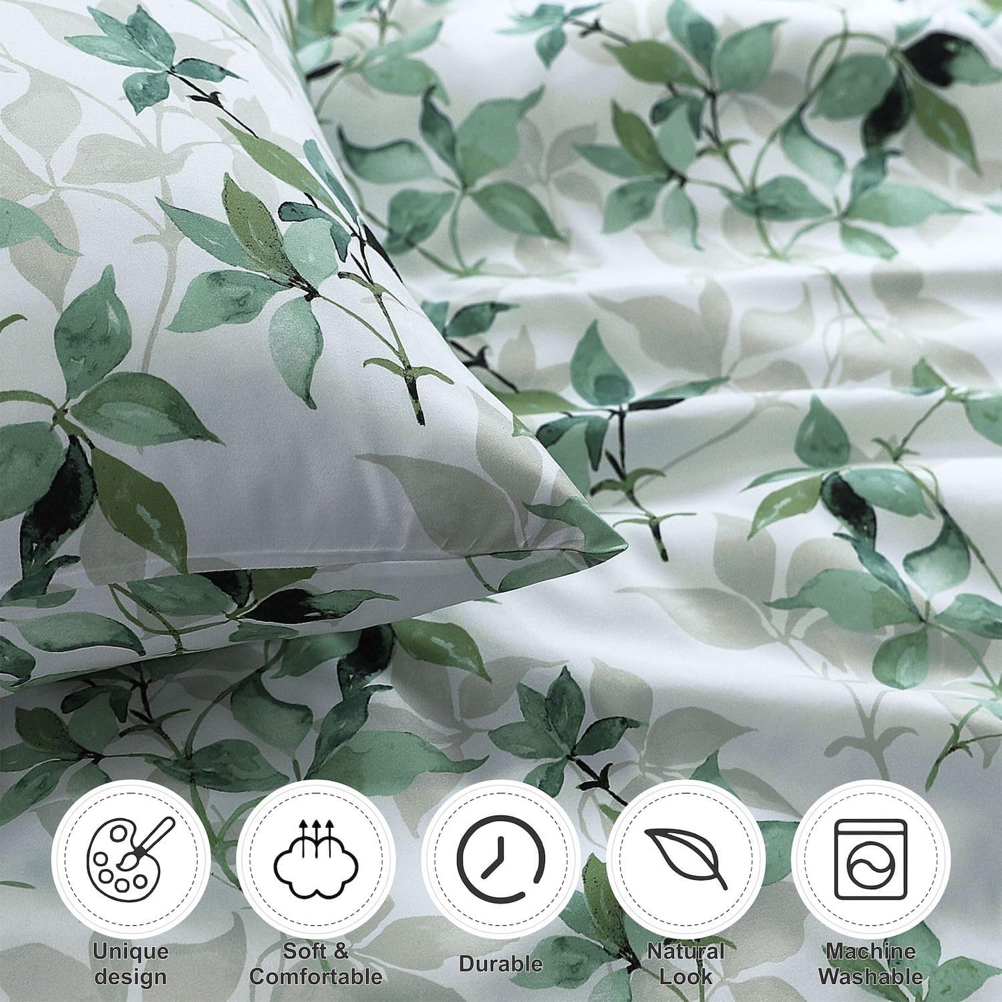 Premium Microfiber Printed Duvet Cover Sets Water Leaves