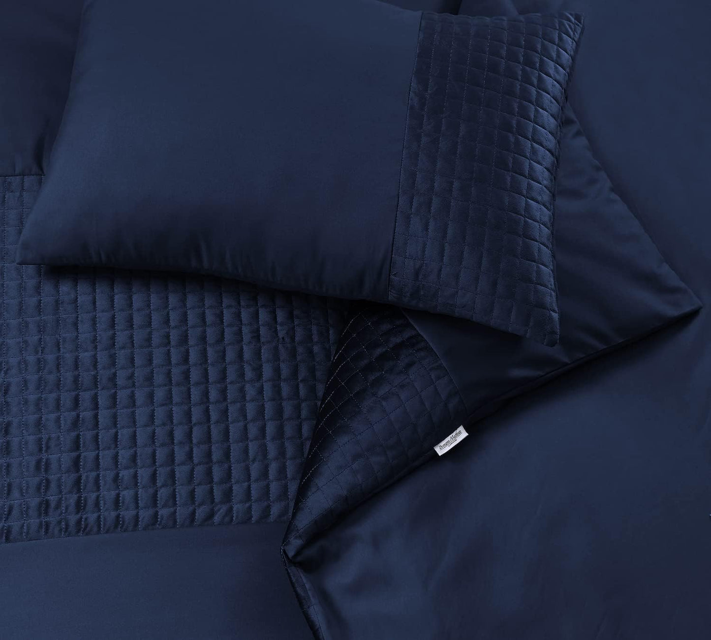 Velvet Band Quilt Cover Set Soft Microfiber with Quilted Square - 3Pcs