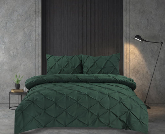 Pintuck Duvet Cover Set Pinch Pleat Soft Microfiber Quilt Cover - 3Pcs