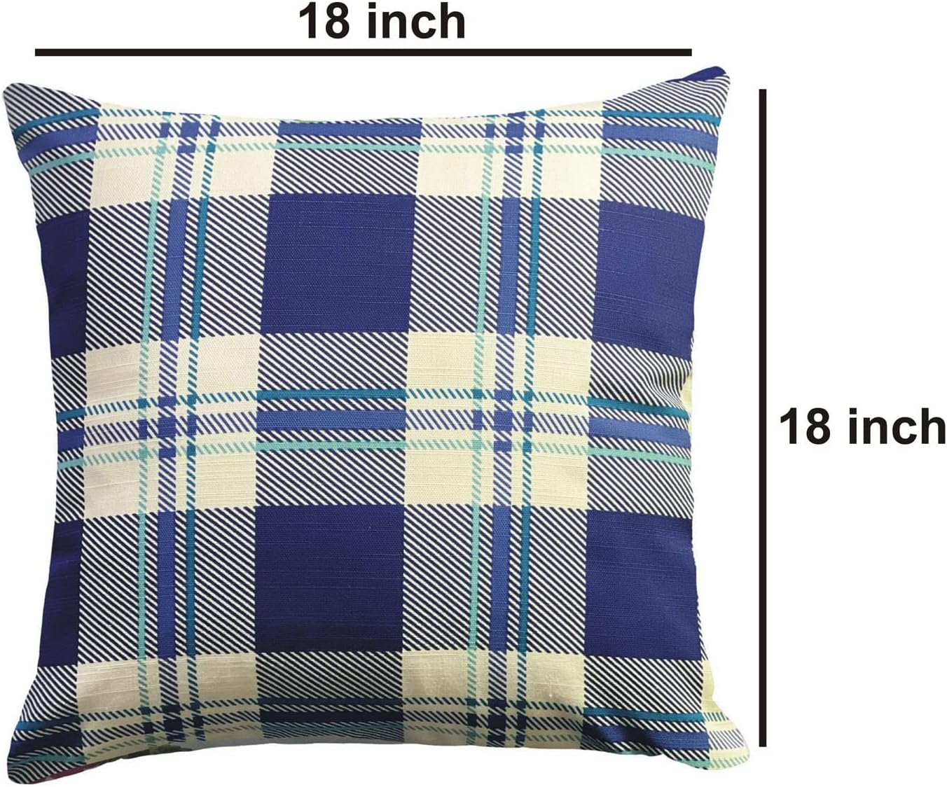 Cushion Cover Pack of 4 Blue Check Cushion 100% Cotton