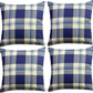 Cushion Cover Pack of 4 Blue Check Cushion 100% Cotton