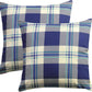 Cushion Cover Pack of 4 Blue Check Cushion 100% Cotton
