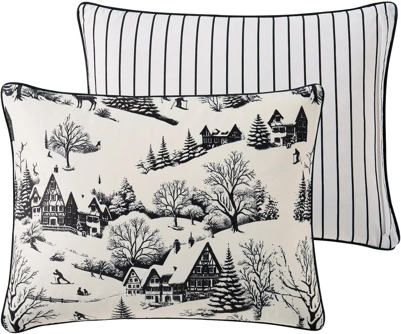 Coverless Printed Aurora Black Velvet Reversible Comforter Set - 3-Pieces , 10.5 Tog