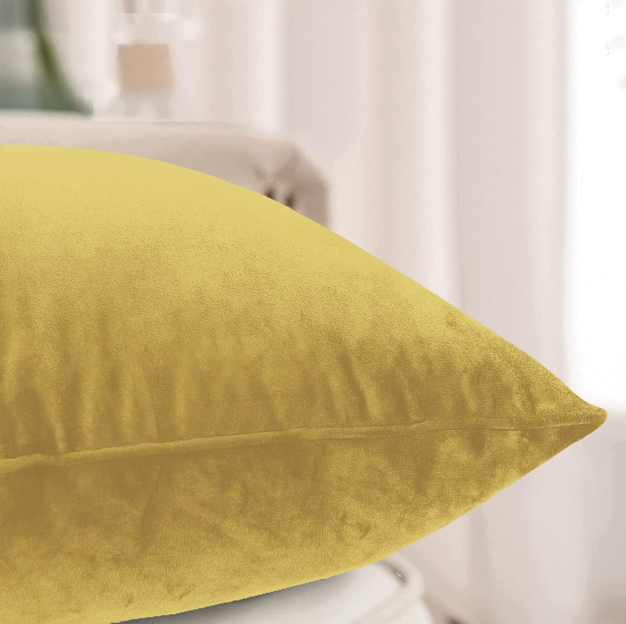 Velvet Cushion Covers 45x45 cm Pack of 2  Ocher