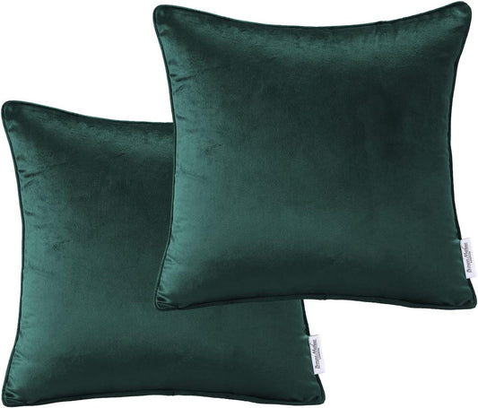 Velvet Cushion Covers 45x45 cm Pack of 2 Bottle Green
