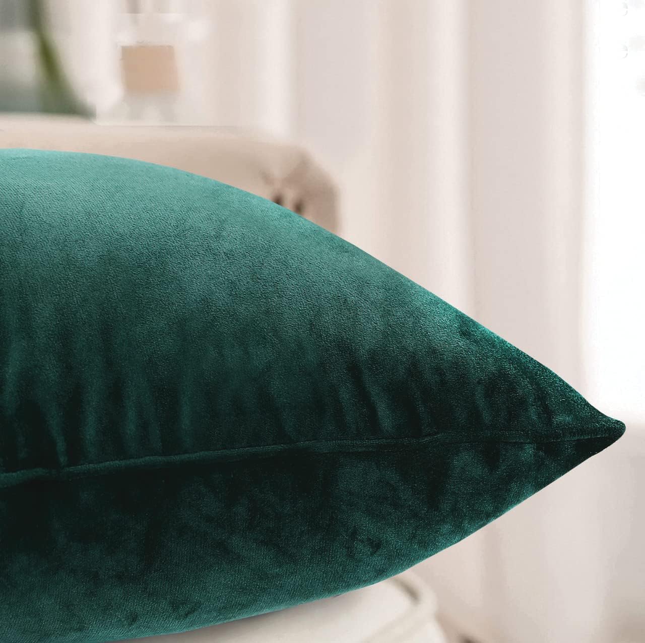Velvet Cushion Covers 45x45 cm Pack of 2 Bottle Green