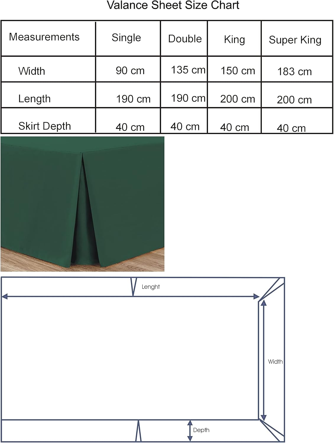 Box Pleated Base Valance Sheet Microfiber Soft Brushed