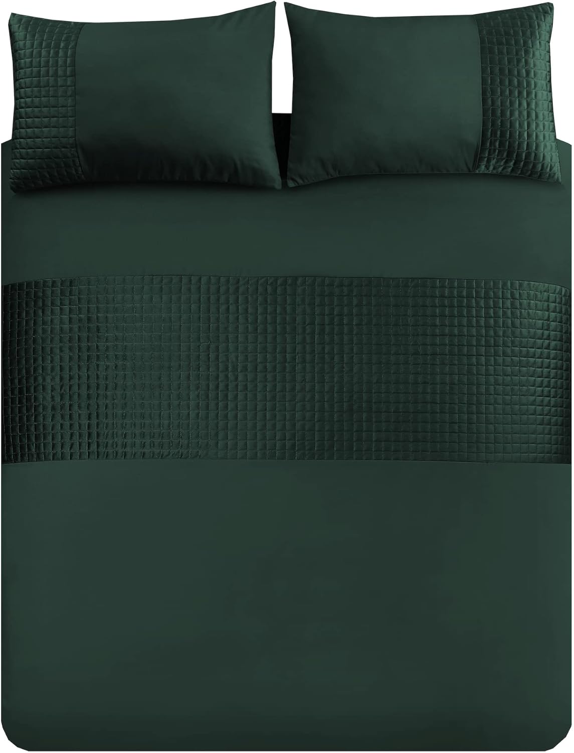 Velvet Band Quilt Cover Set Soft Microfiber with Quilted Square - 3Pcs