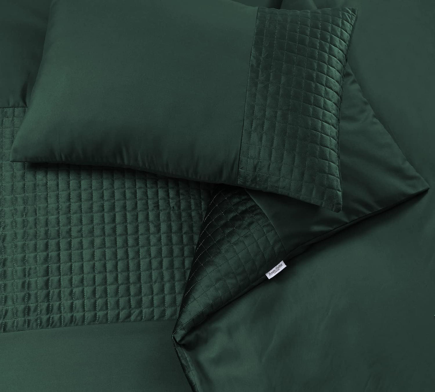 Velvet Band Quilt Cover Set Soft Microfiber with Quilted Square - 3Pcs