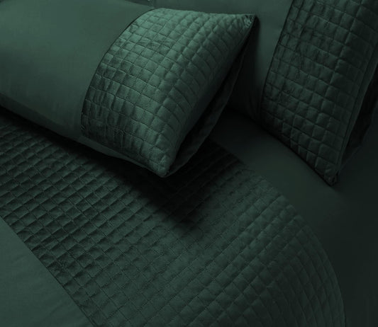 Velvet Band Quilt Cover Set Soft Microfiber with Quilted Square - 3Pcs