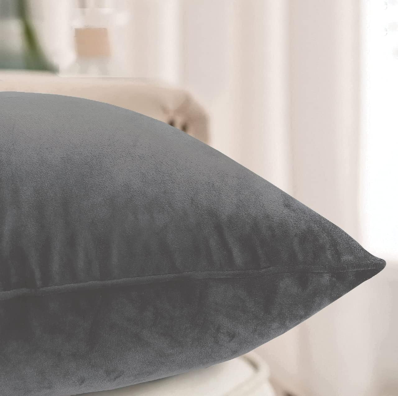 Velvet Cushion Covers 45x45 cm Pack of 2  Charcoal
