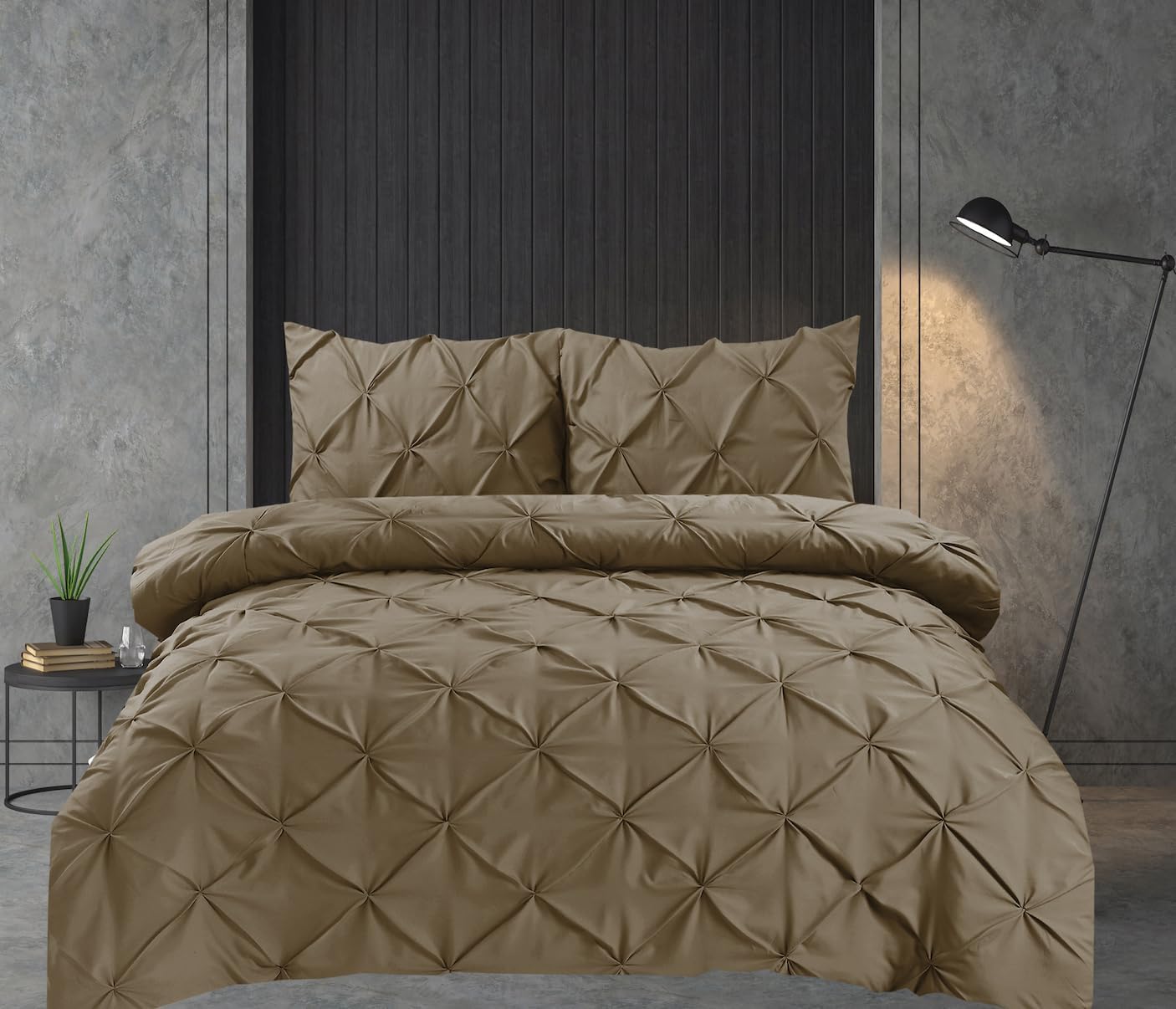 Pintuck Duvet Cover Set Pinch Pleat Soft Microfiber Quilt Cover - 3Pcs