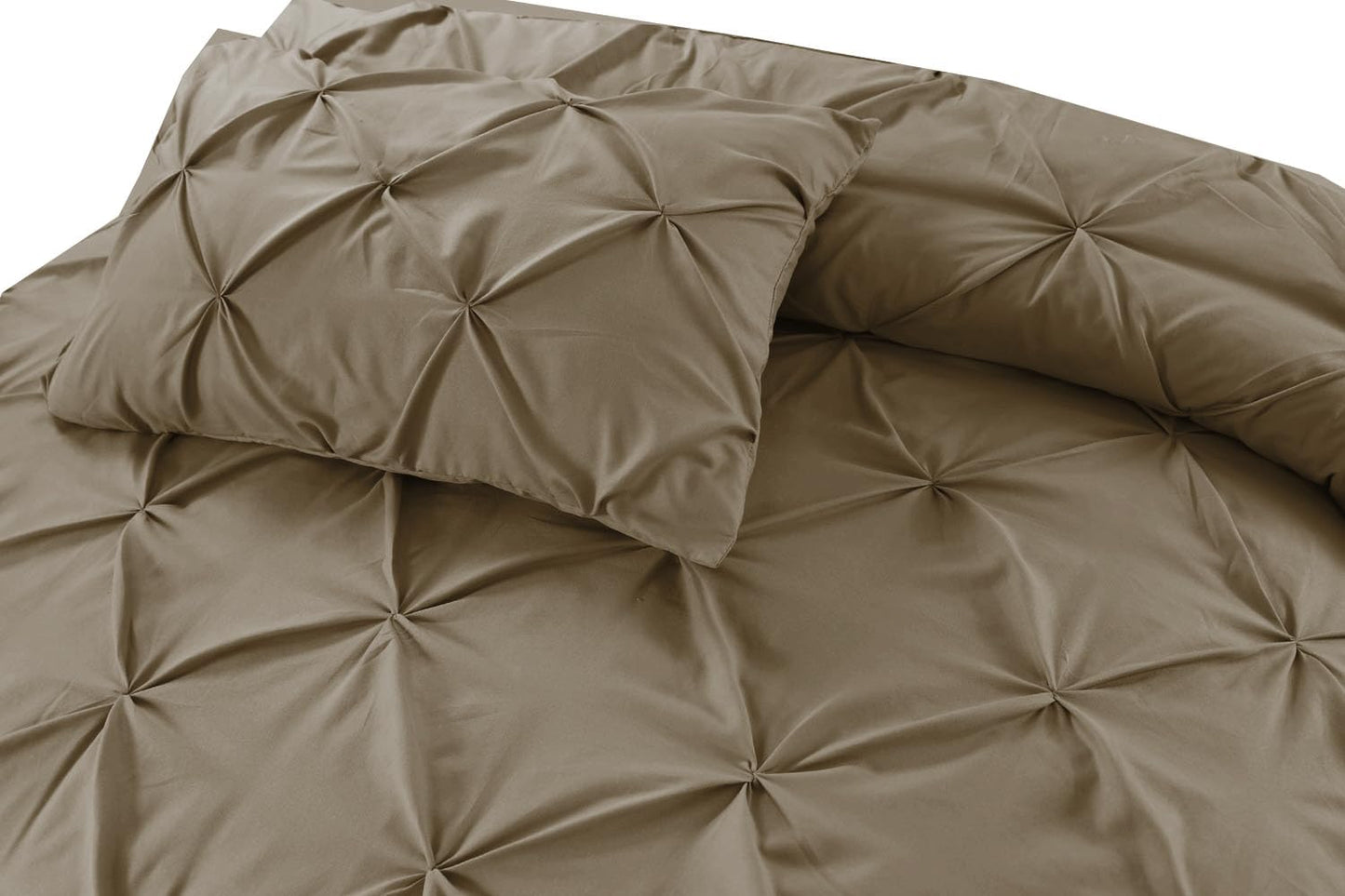 Pintuck Duvet Cover Set Pinch Pleat Soft Microfiber Quilt Cover - 3Pcs