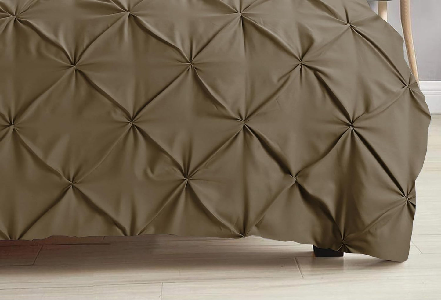 Pintuck Duvet Cover Set Pinch Pleat Soft Microfiber Quilt Cover - 3Pcs