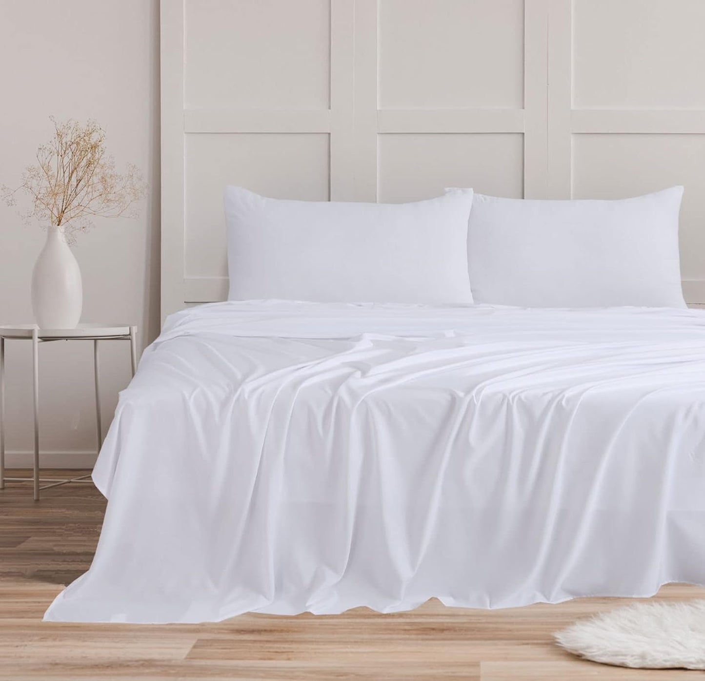 Fitted Sheets & Pillowcases Set King 4Pcs - Easy Care Brushed Microfiber