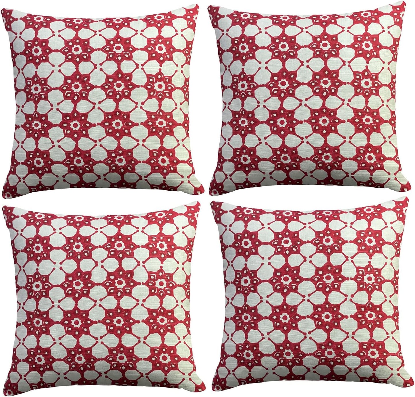 Cushion Cover Pack of 4 Geo Red Cushion 100% Cotton