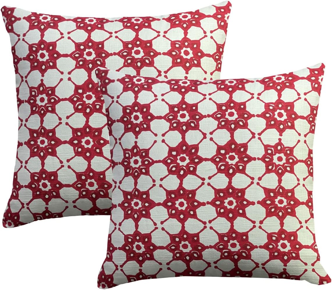 Cushion Cover Pack of 4 Geo Red Cushion 100% Cotton