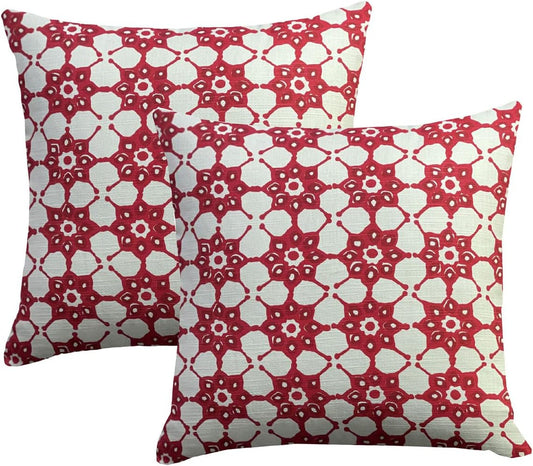 Cushion Cover Pack of 4 Geo Red Cushion 100% Cotton