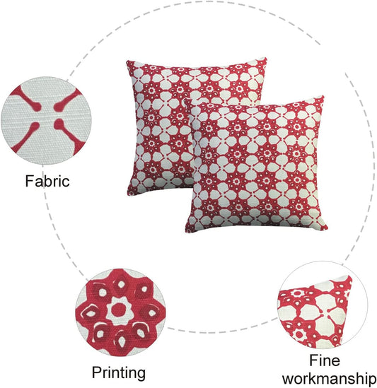 Cushion Cover Pack of 4 Geo Red Cushion 100% Cotton