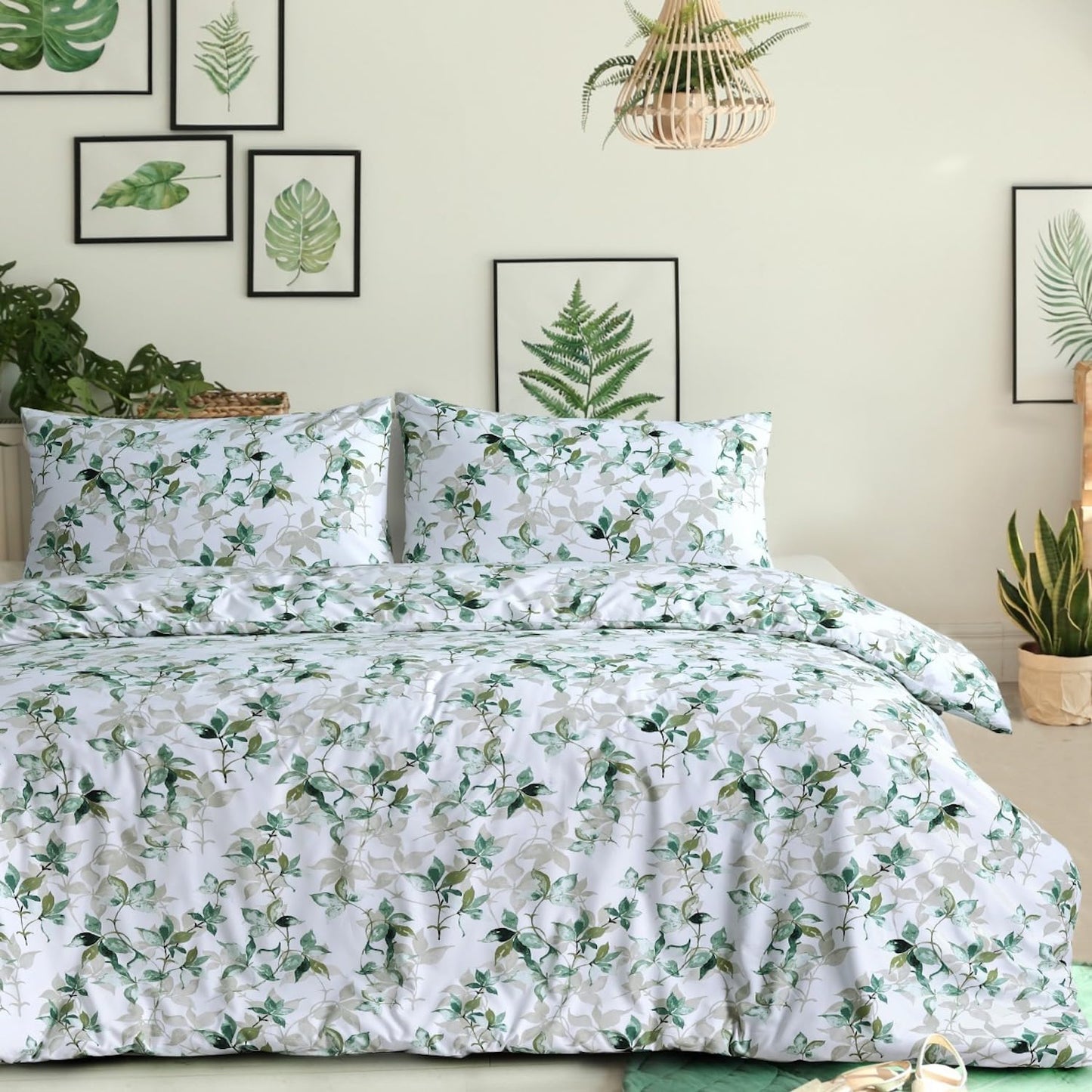 Premium Microfiber Printed Duvet Cover Sets Water Leaves