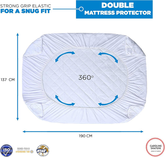 Quilted Mattress Protector 137x190 cm Deep up to 40cm Breathable, Hypoallergenic