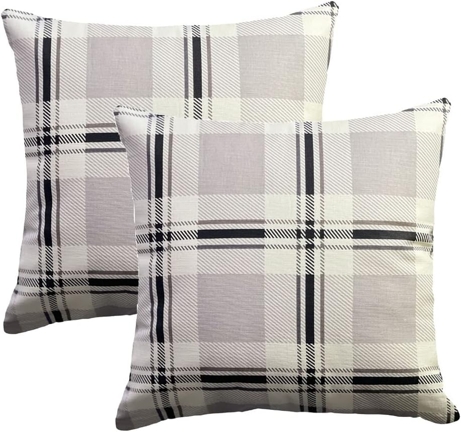 Cushion Cover Pack of 4 Natural Check Cushion 100% Cotton