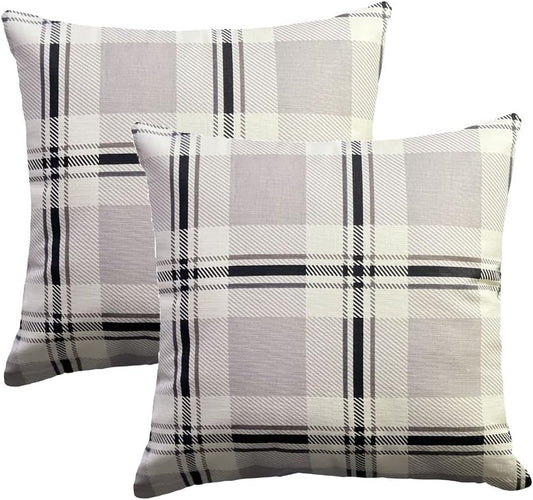 Cushion Cover Pack of 4 Natural Check Cushion 100% Cotton