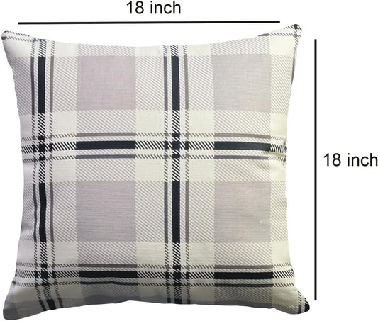 Cushion Cover Pack of 4 Natural Check Cushion 100% Cotton