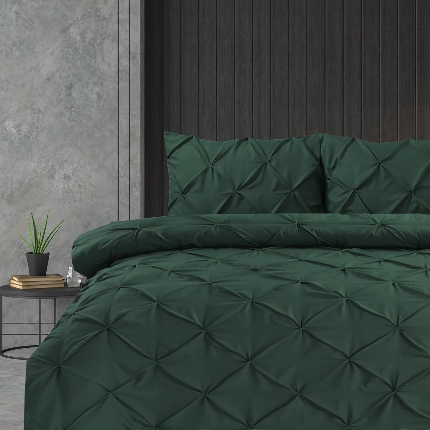 Pintuck Duvet Cover Set Pinch Pleat Soft Microfiber Quilt Cover - 3Pcs