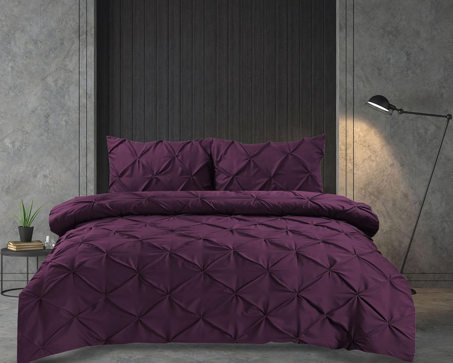 Pintuck Duvet Cover Set Pinch Pleat Soft Microfiber Quilt Cover - 3Pcs