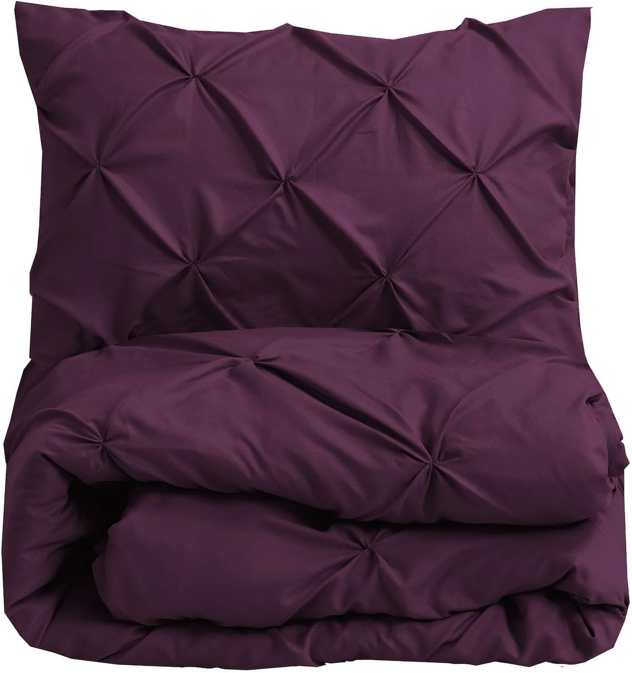 Pintuck Duvet Cover Set Pinch Pleat Soft Microfiber Quilt Cover - 3Pcs