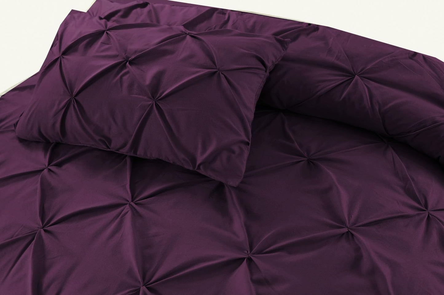 Pintuck Duvet Cover Set Pinch Pleat Soft Microfiber Quilt Cover - 3Pcs