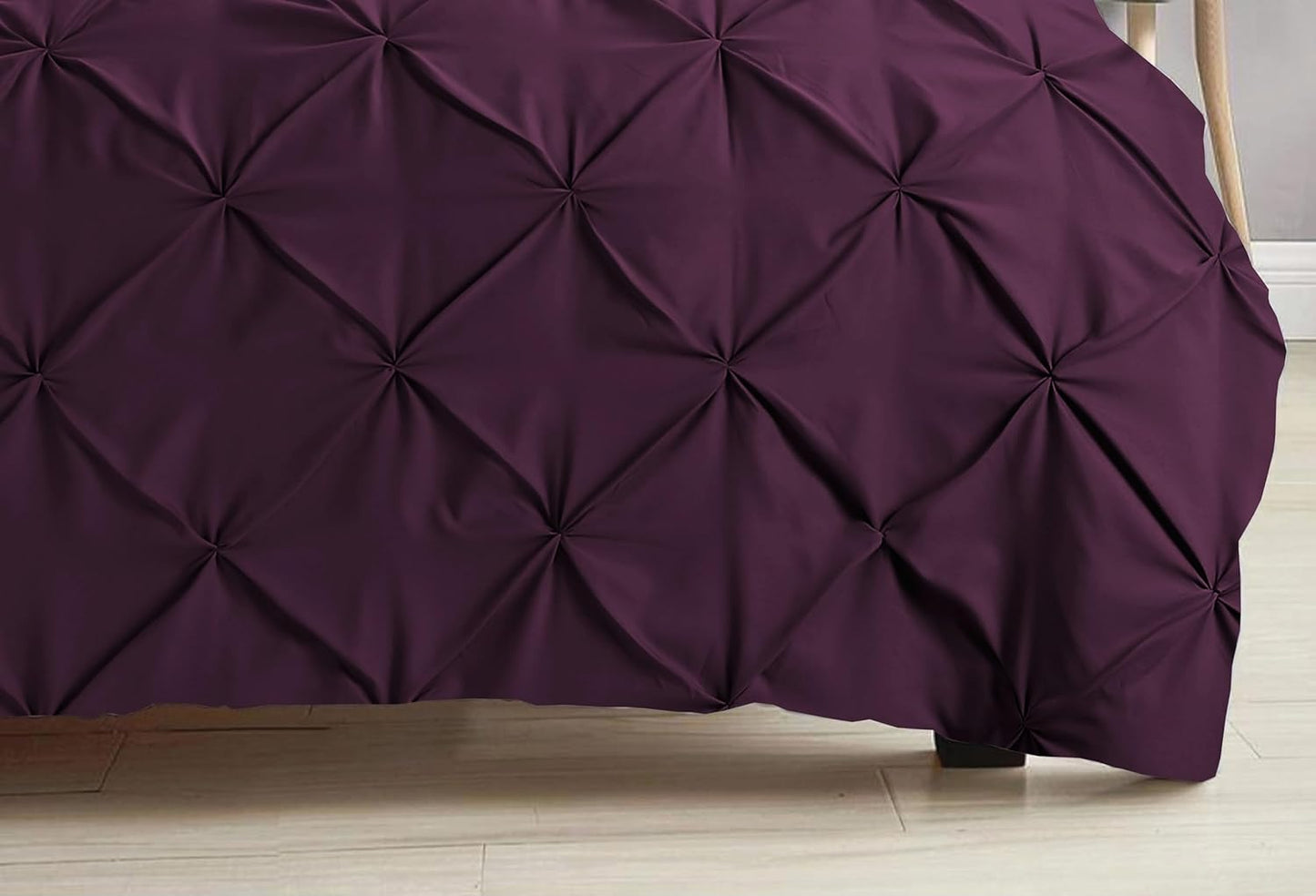 Pintuck Duvet Cover Set Pinch Pleat Soft Microfiber Quilt Cover - 3Pcs