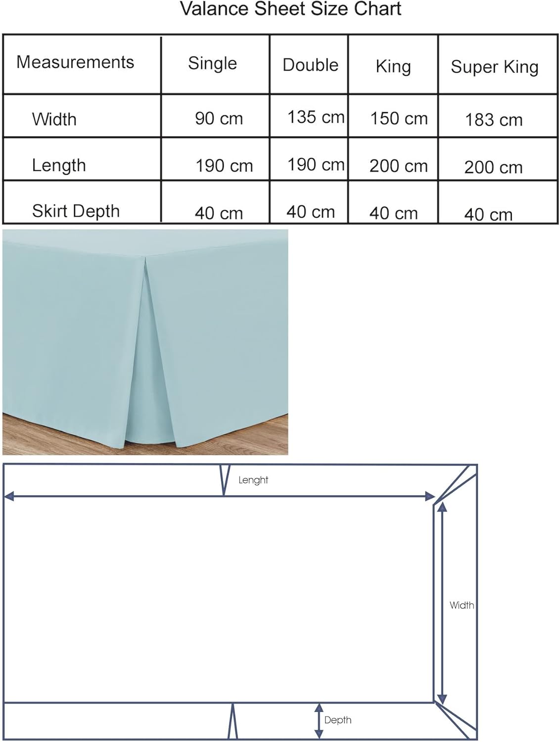 Box Pleated Base Valance Sheet Microfiber Soft Brushed