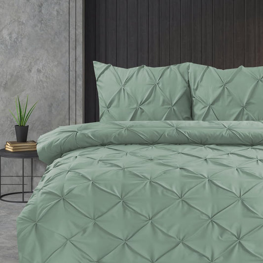 Pintuck Duvet Cover Set Pinch Pleat Soft Microfiber Quilt Cover - 3Pcs