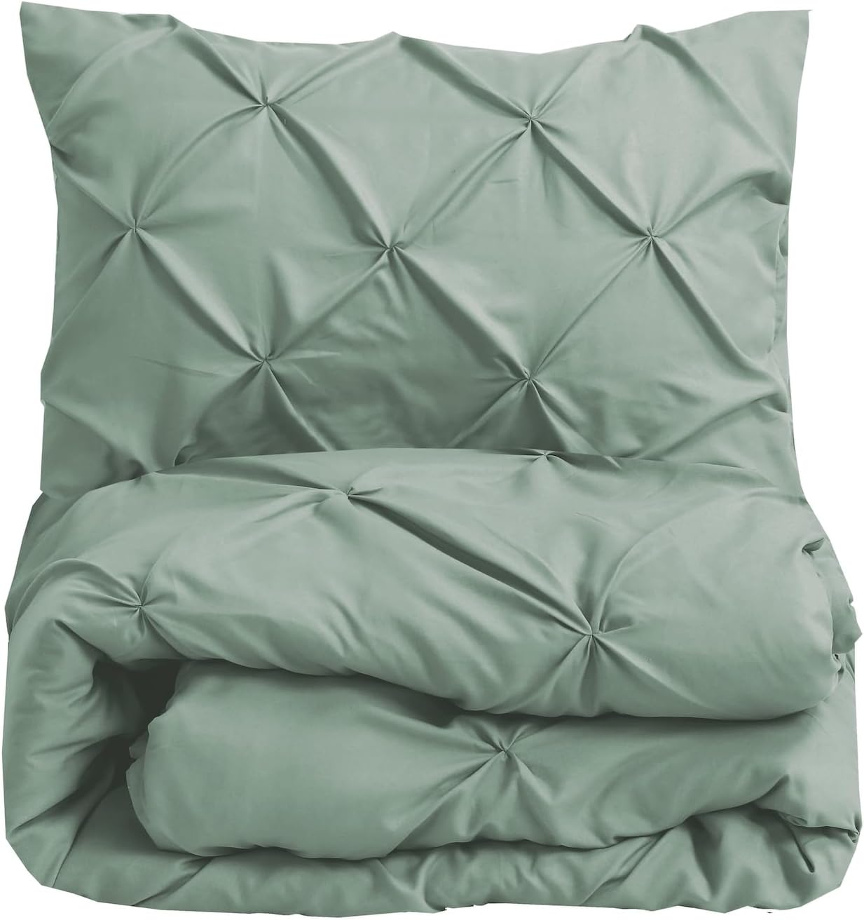 Pintuck Duvet Cover Set Pinch Pleat Soft Microfiber Quilt Cover - 3Pcs