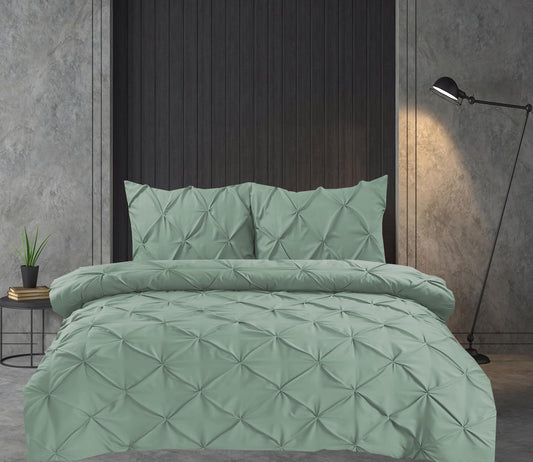 Pintuck Duvet Cover Set Pinch Pleat Soft Microfiber Quilt Cover - 3Pcs