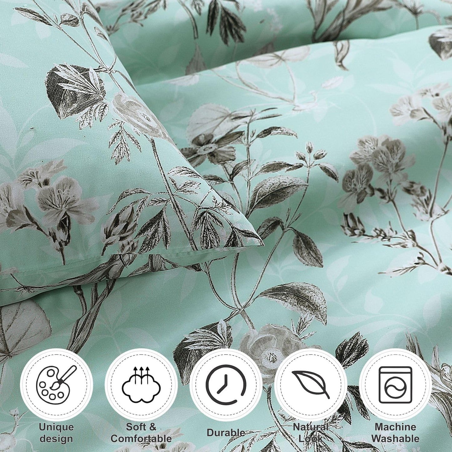 Premium Microfiber Printed Duvet Cover Sets Vintage Floral