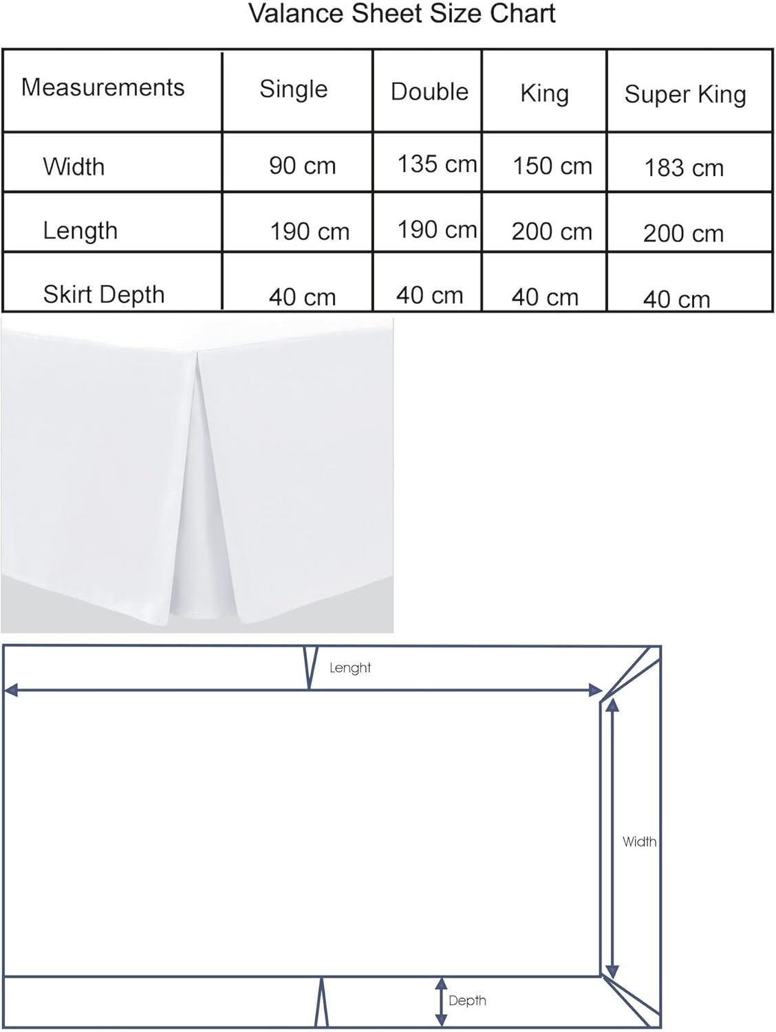 Box Pleated Base Valance Sheet Microfiber Soft Brushed